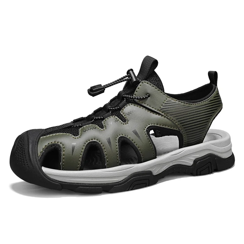 Мужские летние сандалии новые модные мужские уличные из натуральной кожи