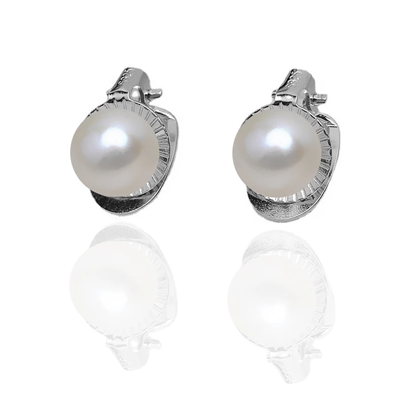 

MeiBaPJ 10-11mm Natural Freshwater Pearl Classic Simple Clip Earrings Real 925 Sterling Silver Fine Charm Jewelry for Women