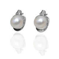 meibapj 10 11mm natural freshwater pearl classic simple clip earrings real 925 sterling silver fine charm jewelry for women