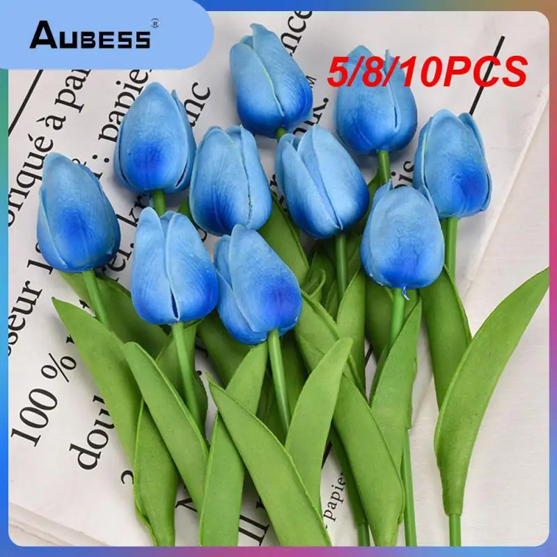 5/8/10PCS 1 Branch Spring Fake Flower Floral Arrangement Artificial Bouquet Easter Artificial Flower Tulips Decoration