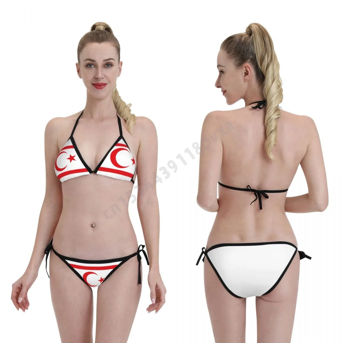 

Women Bikini Set Turkish Republic Of Northern Cyprus Flag Swimwear Mujer Girls Sexy Swimsuit Swimwear Micro Bikini Bathing suit