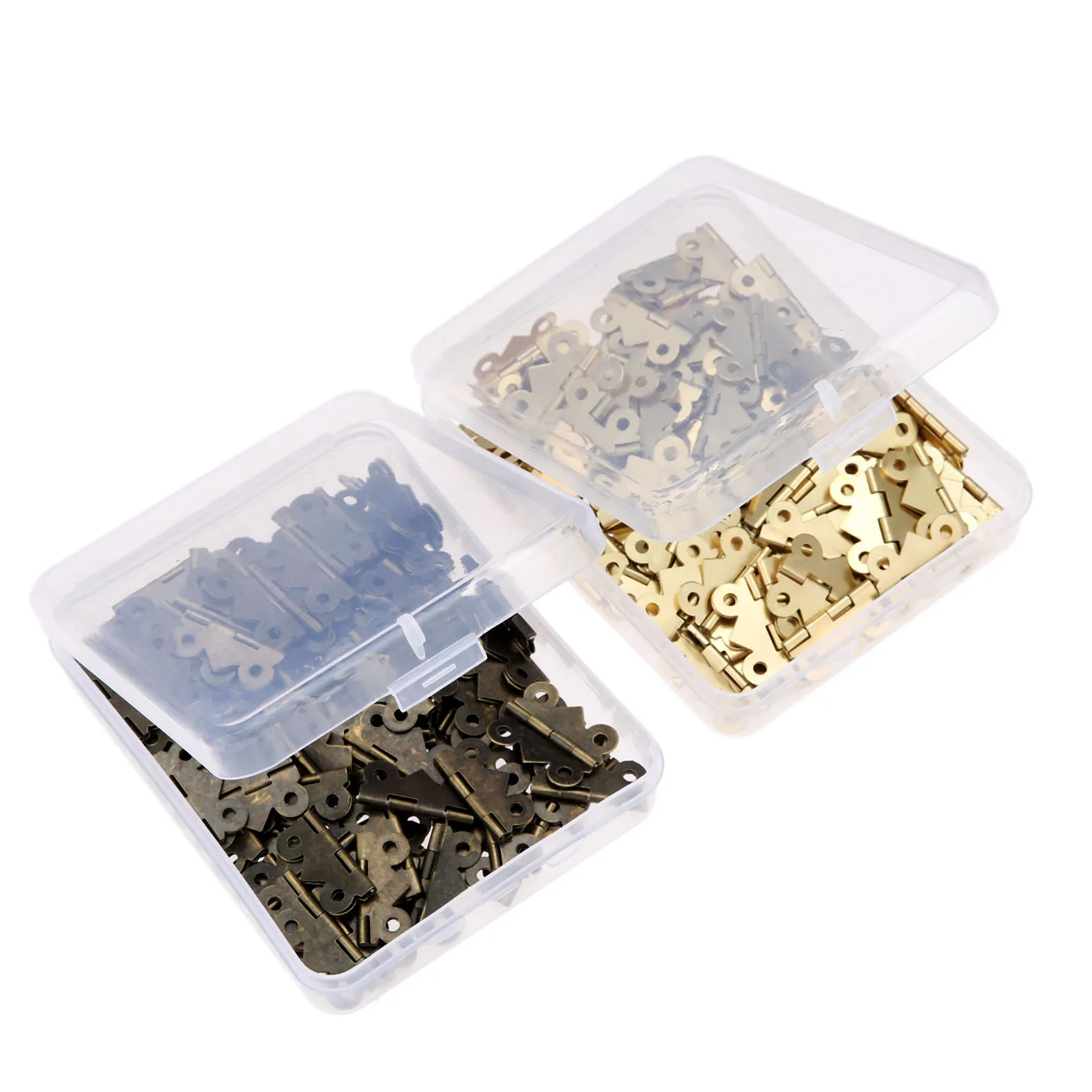 

100 шт. петли-бабочки + 400 шт. винтов + коробка для хранения с 4 отверстиями Золотые/античные бронзовые железные петли 25*20 мм/0,98*0,79 дюйма мини-укр...