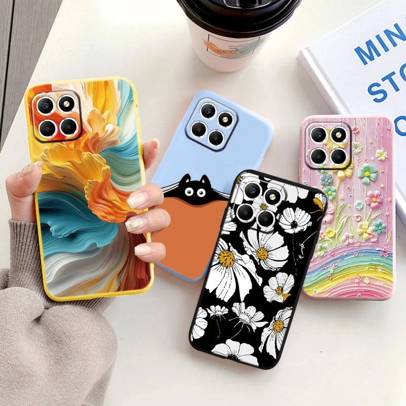 Милые мраморные чехлы для телефонов с надписью Love кошка Бабочка Huawei Honor X8 4G X6 5G X8a