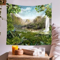fantasy world forest tapestry misty mountains tapestries green leaves tapestry wall hanging for bedroom living room dorm decor