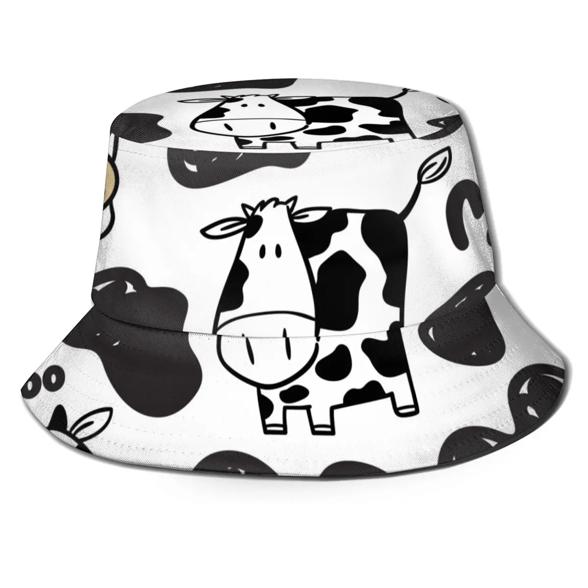 

Летняя Панама с рисунком коровы, Женская Модная хлопковая пляжная шляпа от солнца, двусторонняя шляпа Bob Femme, уличная Панама, шляпа в рыбацком стиле