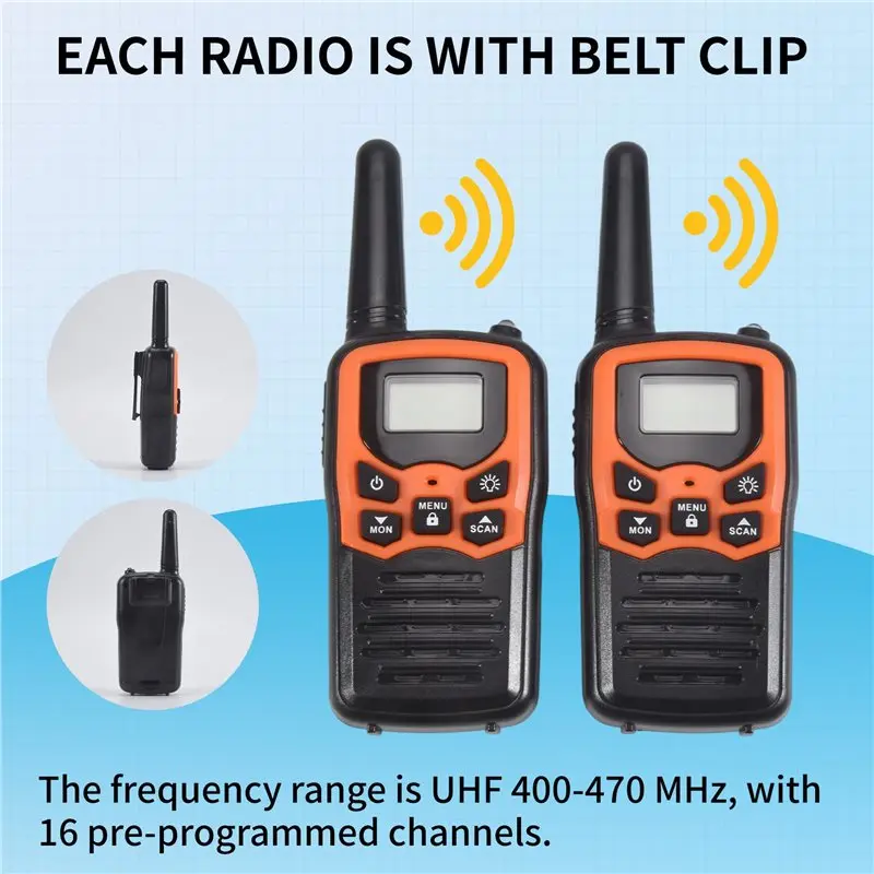 Фото A17F-2 шт. портативные рации, 22 канала, дальность 10 км, UHF 400-470 МГц, двухдиапазонные, для дальней связи №2