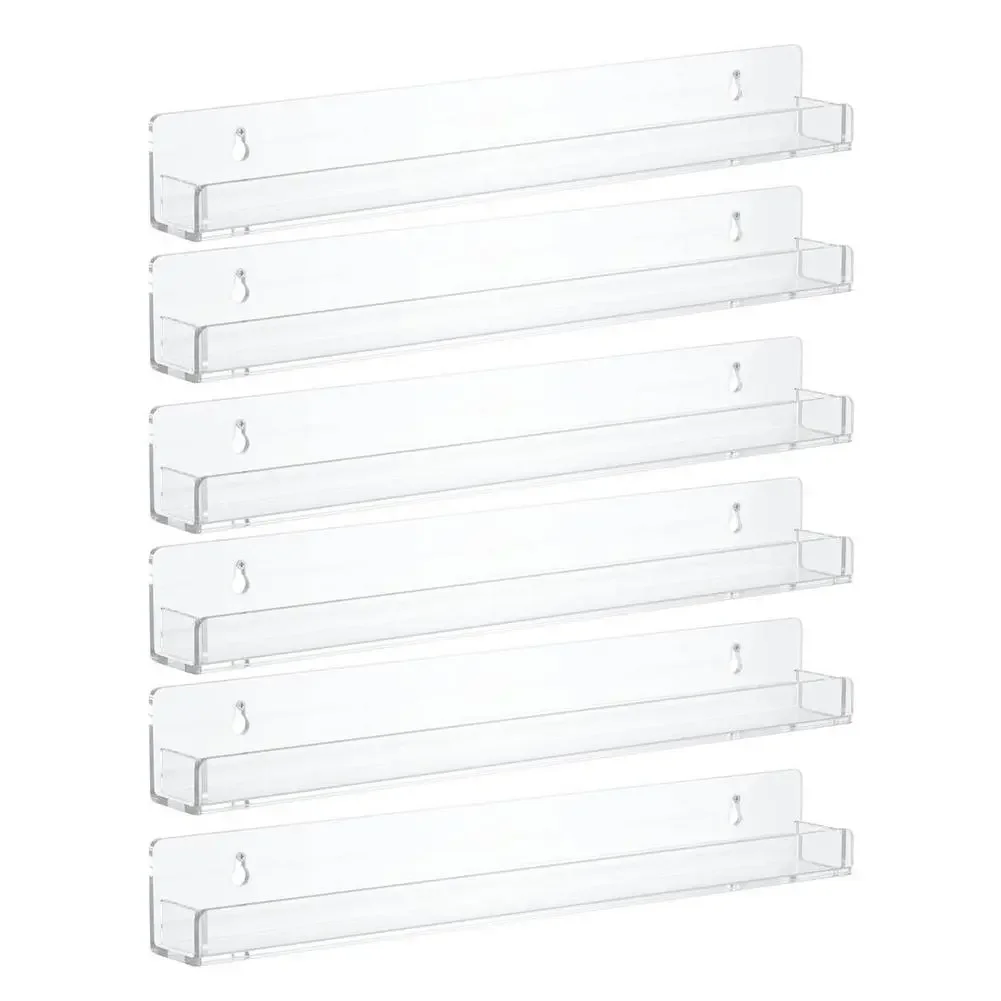 

NEW2023 6pcs Clear Acrylic Floating Rack Wall Mount Organizer Nail Polish Storage Rack Display Shelves Nail Art Storage Racks