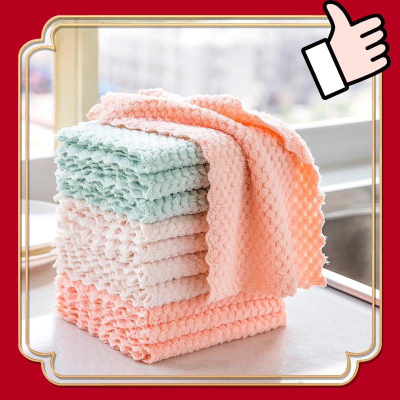 

Super Soft Absorbent Microfiber Kitchen Towels Anti-grease Wipping Rags Non Stick Oil Household Cleaning Towel Kitchen Accessory