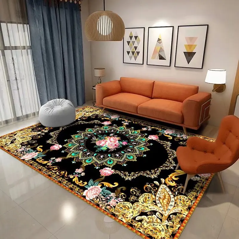 

Luxury Rooms Decoration Carpet Hall Sofa Area Floor Mat Soft Anti-slip European Living Room Carpets Bedroom Lounge Large Rugs