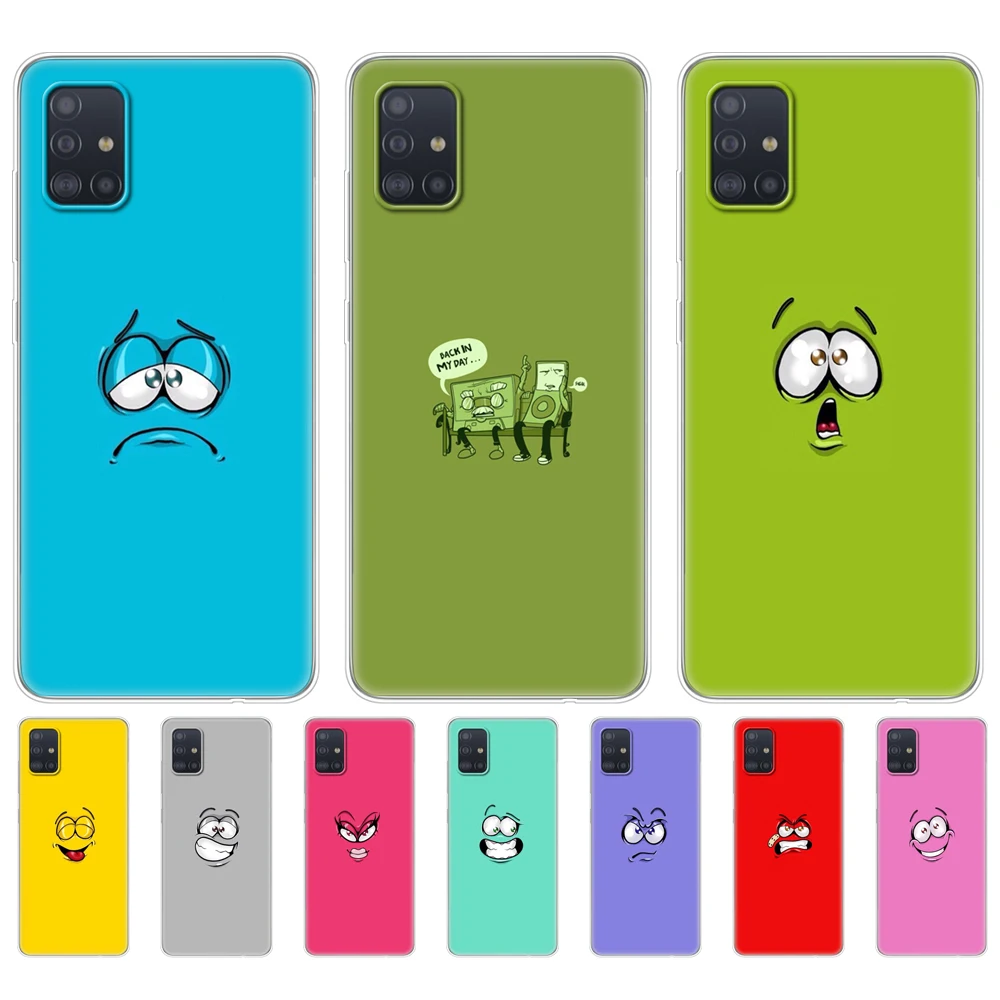 

case for samsung galaxy A51 A71 A01 A2 CORE A41 A31 A21S A20S A50S A11 A30S silicone Phone Back Cover funny cute expression