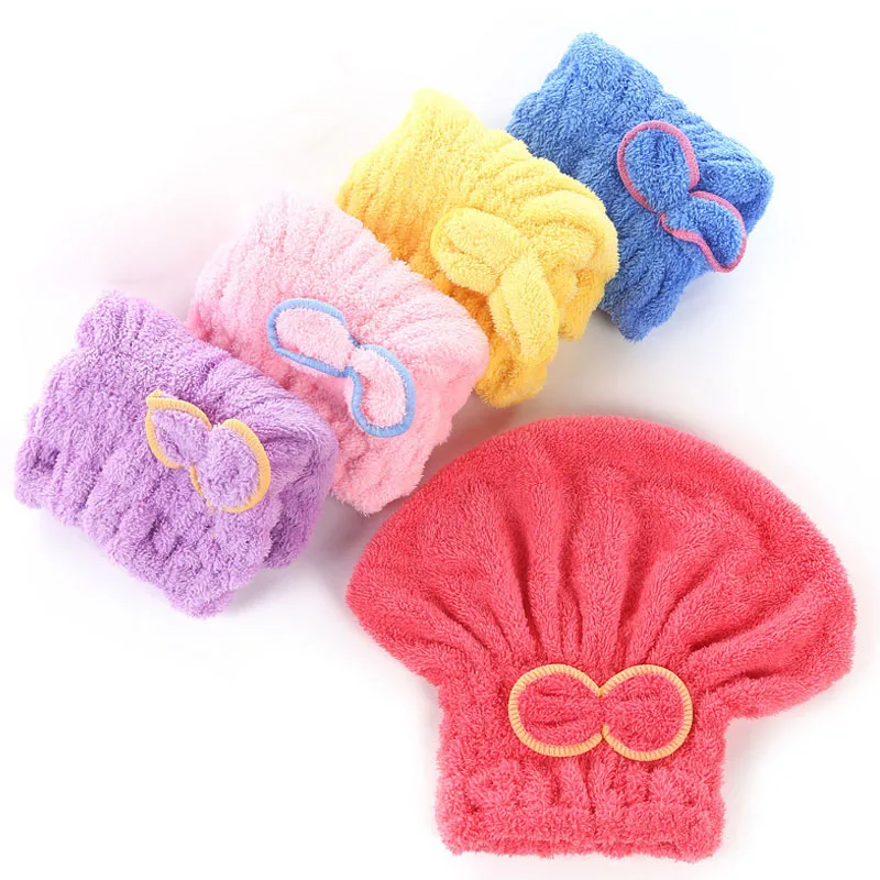 

1pcs Quickly Dry Bathing Cap Bathroom Supplies Hair Turban 25*30cm Coral Velvet Super Absorbent Head Wrap Hats Spa Dry Hair Hat