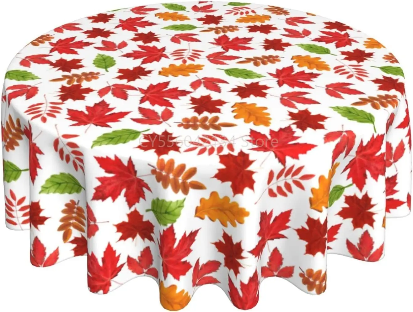 

Maple Leaf Fall Tablecloth 60 Inch Round Autumn Thanksgiving Fabric Table Cloth Fall Leaves Table Cover Waterproof Tablecloths