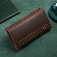 mens wallets business large capacity clutch bag genuine leather clutch purse double zipper phone pocket handbag long men wallet