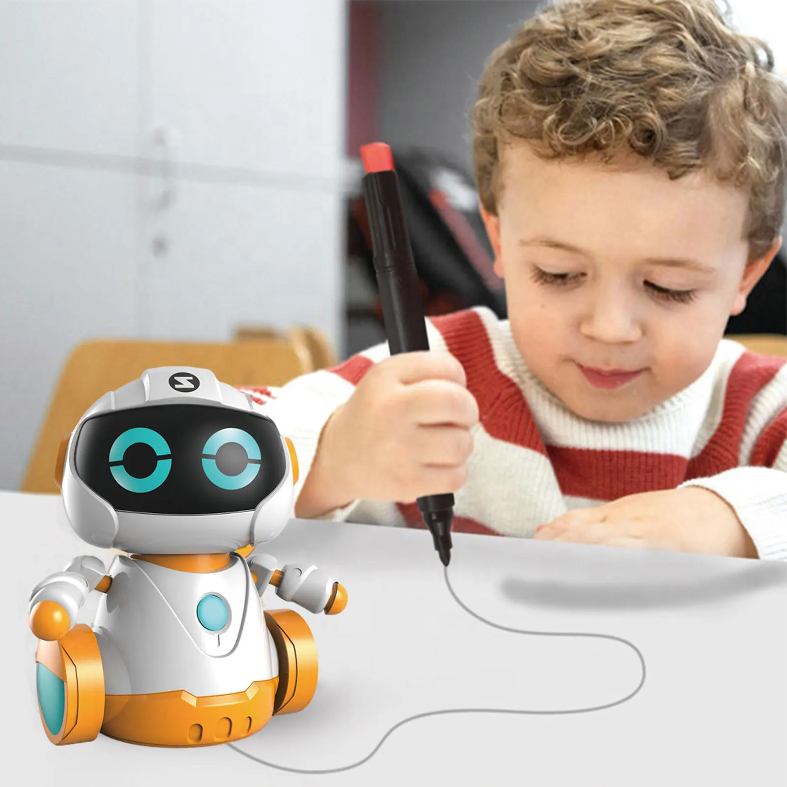 

Smart Inductive Robot With Lights Follow Any Drawn Line Magic Pen Inductive Toy Electric Model Toys For Children Kids Gifts