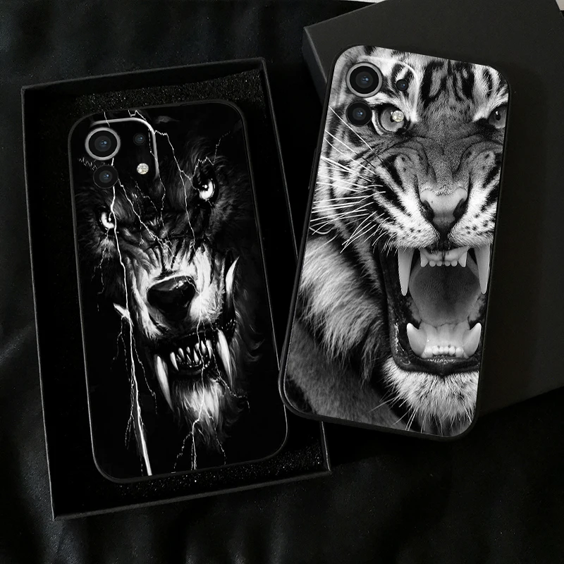 

Lion Eagle Dog Tiger Cat Wolf For Xiaomi Mi 11 Mi 11 Lite Phone Case For Xiaomi 11 Lite 5G Black Soft Liquid Silicon