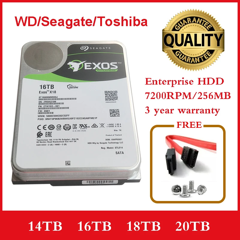 

New 3.5" 12TB 14TB 16TB 18TB 20TB SATA 6Gb/s 7200RPM 256MB Cache Internal Enterprise Hard Drive MG09ACA18TE HDD