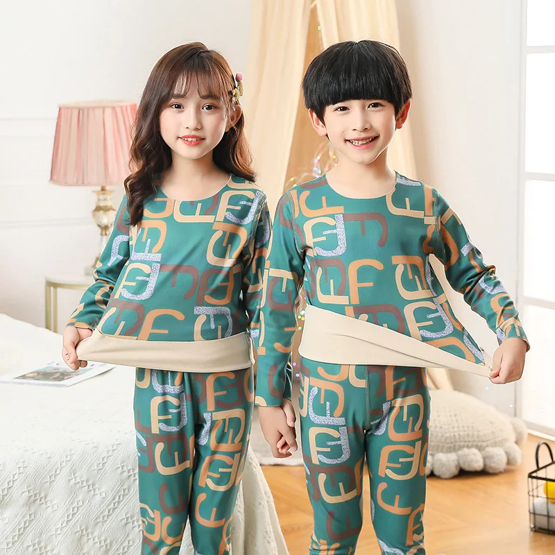 

Детское термобелье, костюм, осенне-зимняя Пижама для девочек, бархатные бесшовные пижамные комплекты для детей 4, 6, 8, 12 лет