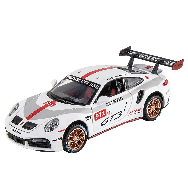 

1:32 Porsche 911 GT3 RSR sports car Simulation Diecast Metal Alloy Model car Sound Light Pull Back Collection Kids Toy Gift A415