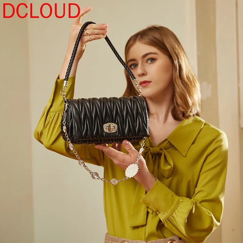 

Высококачественная Роскошная брендовая сумка на одно плечо в стиле ретро, новинка 2022, женская сумка на цепочке, Высококачественная плиссир...