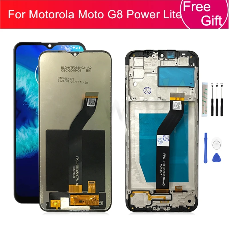 ЖК-дисплей для Motorola Moto G8 Power Lite с сенсорным экраном и дигитайзером в сборе + рамка XT2055-2 дисплей запасная часть для ремонта 6,5