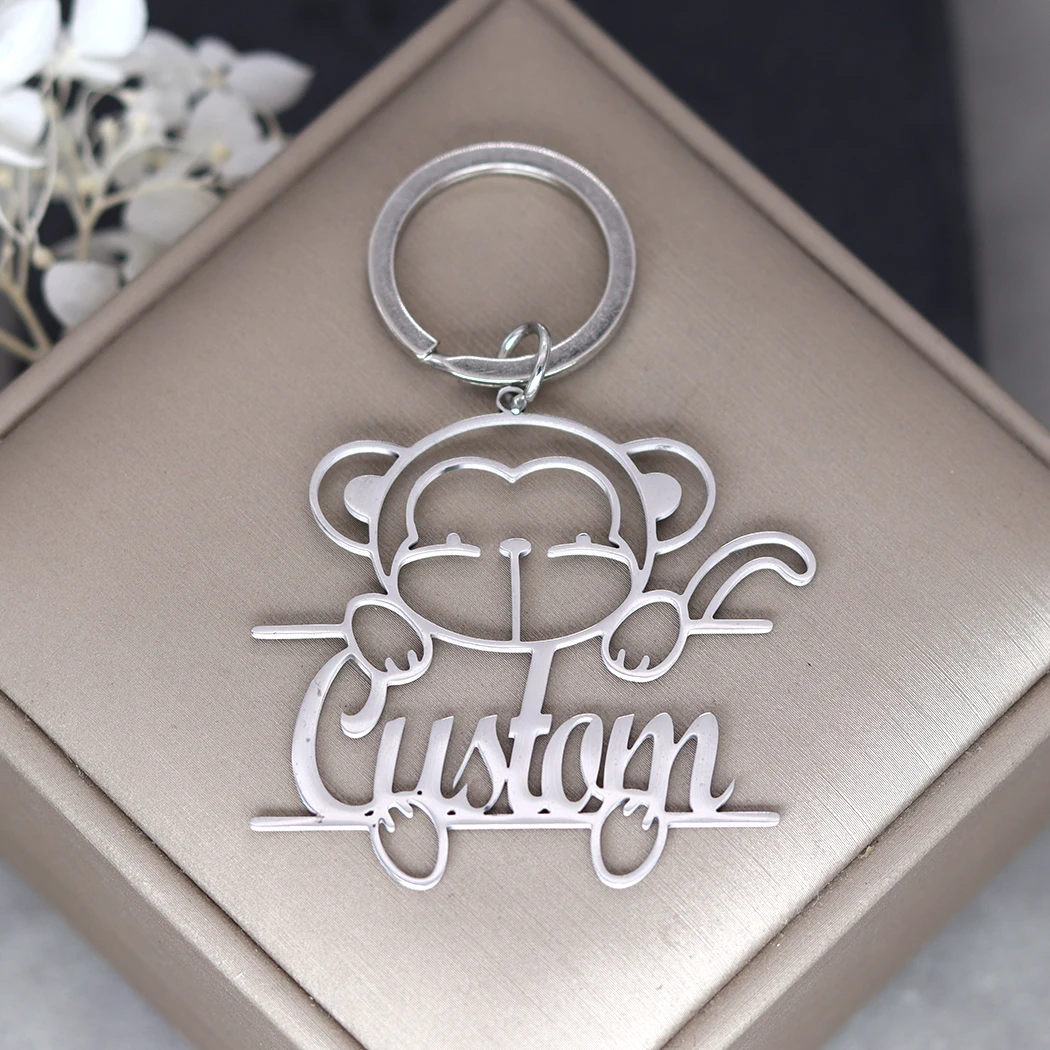 Нержавеющая сталь с гравировкой имени индивидуальный брелок изображением