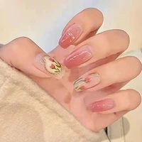 false nails wearable nail wholesale detachable short ballet gradient tulip flower nail tips 24pcspack with wearing tool