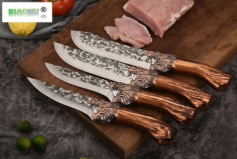 

Кованый нож для мяса, кухонный резец из нержавеющей стали, 4 комплекта