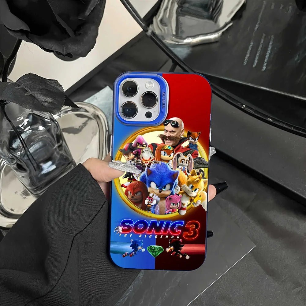 Фото Sonic Hedgehogs 3 Phone Case For iPhone 16 12 13 14 15 Pro Max Plus Color Electroplated Silver IMD Laser Cover №2