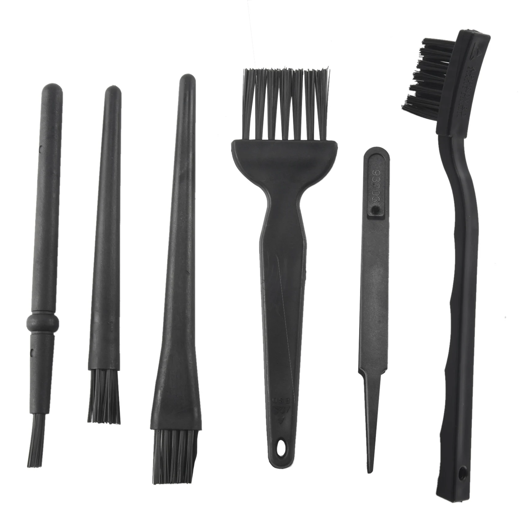 

6 in 1 Plastic Small Portable Handle Nylon Anti Static Brushes Cleaning Keyboard Brush Kit, Black (Zip Bag )