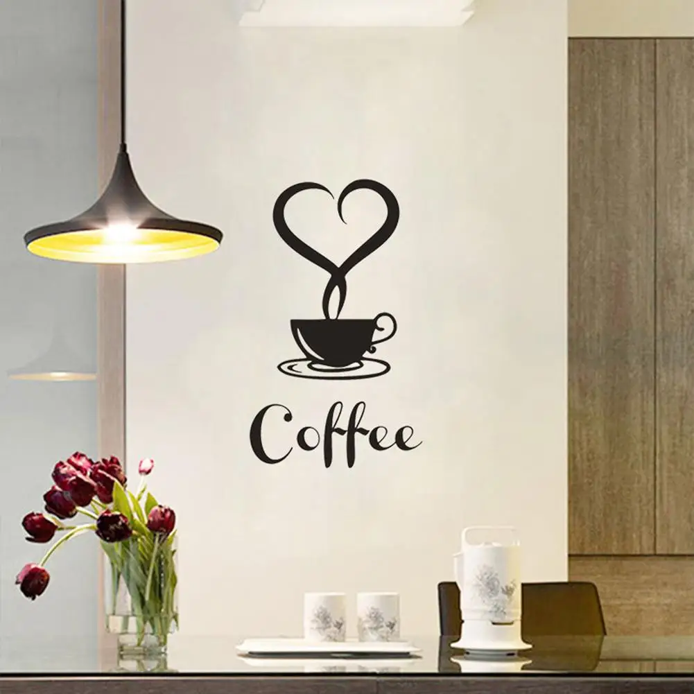 

Wall Sticker Coffee Cup Pattern Pvc Kitchen Oil-proof Anti-fouling Wall Decor Home Decoration Sticker
