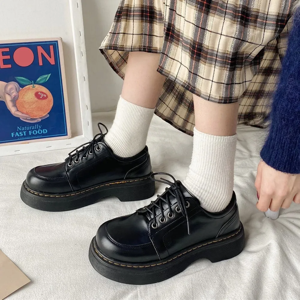 

Brand New Design Women Platform Shoes Lolita Round Toe Sweet Mary Janes Shoe School Uniform Loafers Girls Pumps Retro Oxford