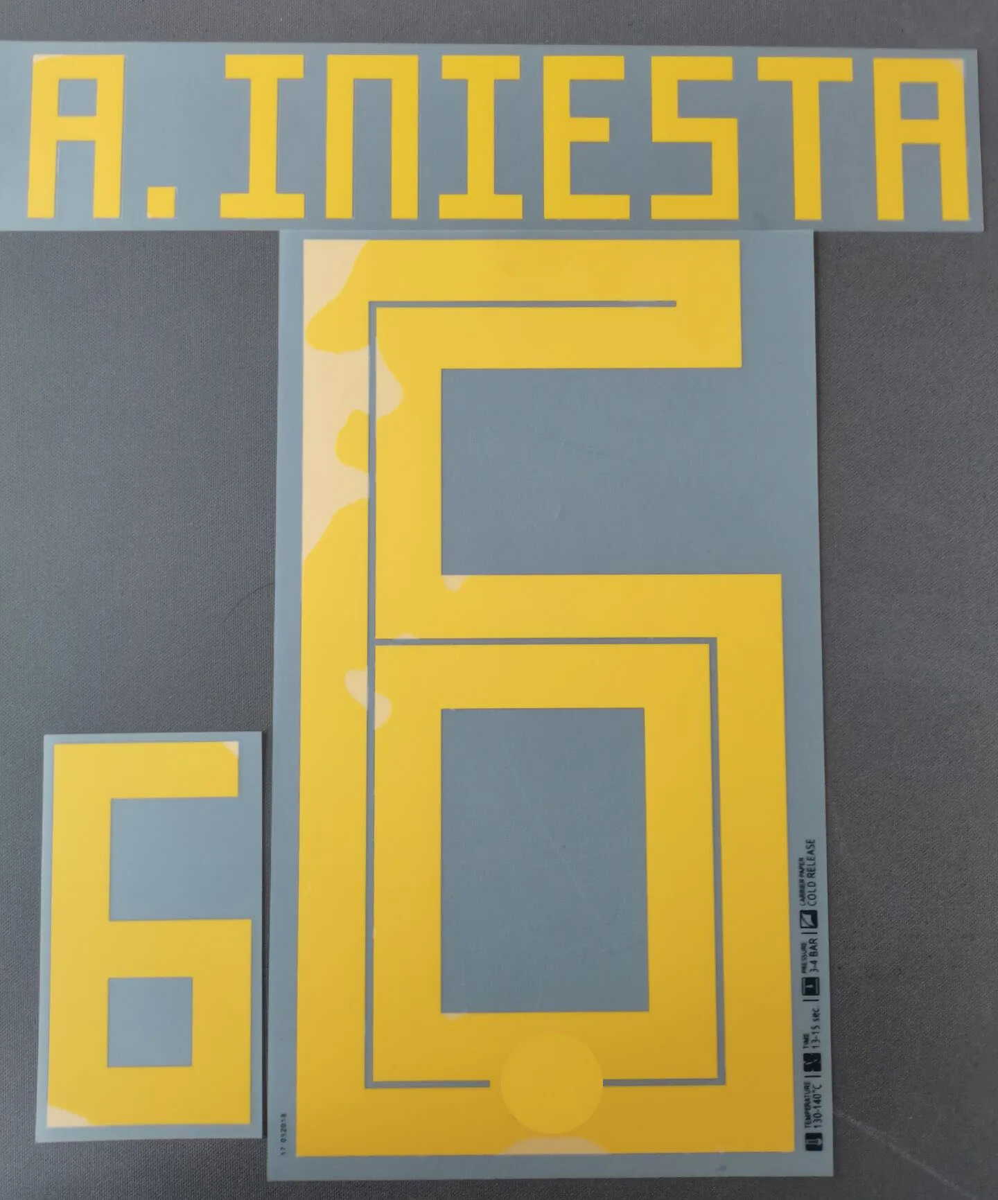 2018 #6 A.Iniesta NAMESET термотрансферный бейдж для футбола с горячим тиснением
