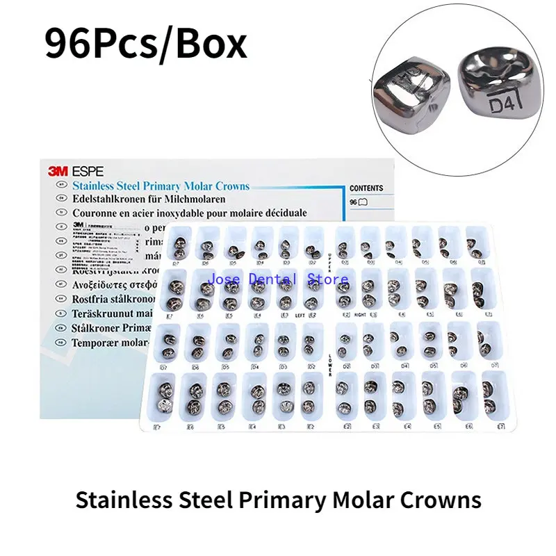 

USA Original Dental ESPE Stainless Steel Primary Molar Crowns ND96 Stainless Steel Preformed Crowns for children's Primary Teeth