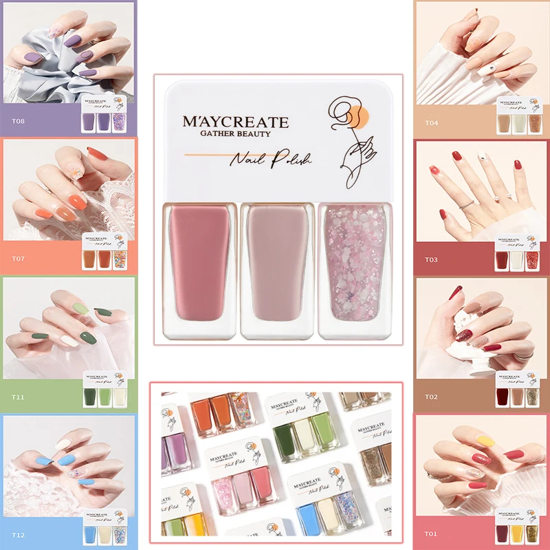 3 Bottles/set Autumn And Winter New Color Water-Based Peelable Nail Polish Nails Semi Permanent Gel Varnishes