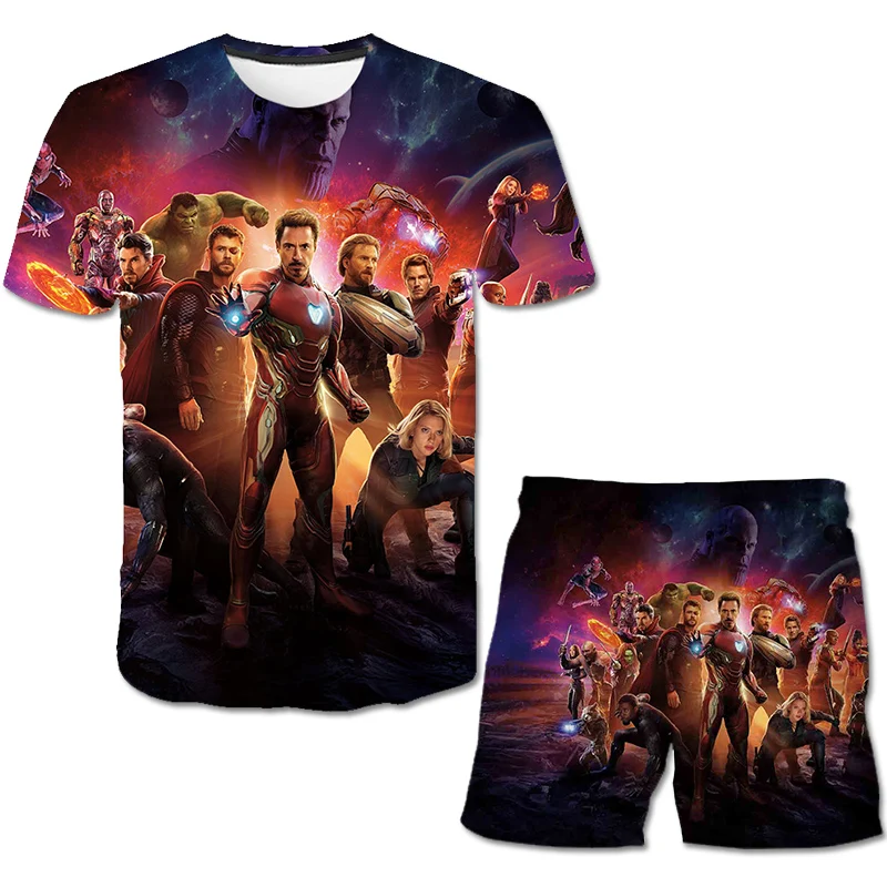 Футболка и штаны для мальчиков с коротким рукавом мультяшным 3D-принтом - купить