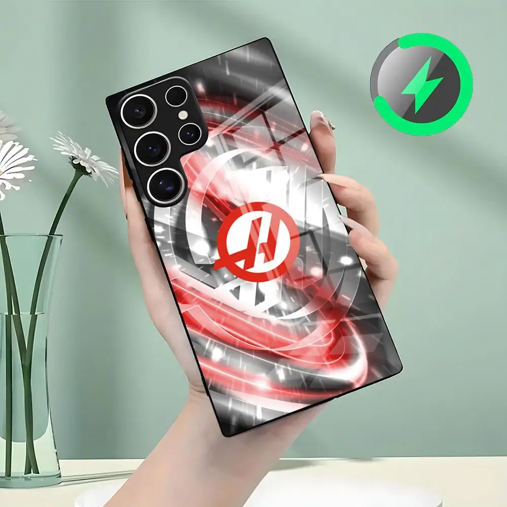 Чехол для телефона с логотипом команды H-haaSES для Samsung S26 S25 S24 S23 S22 S21 S20 Ultra Plus FE, стеклянный чехол с поддержкой Magsafe. (art.: 3920dcea5a533) - 3920dcea5a533