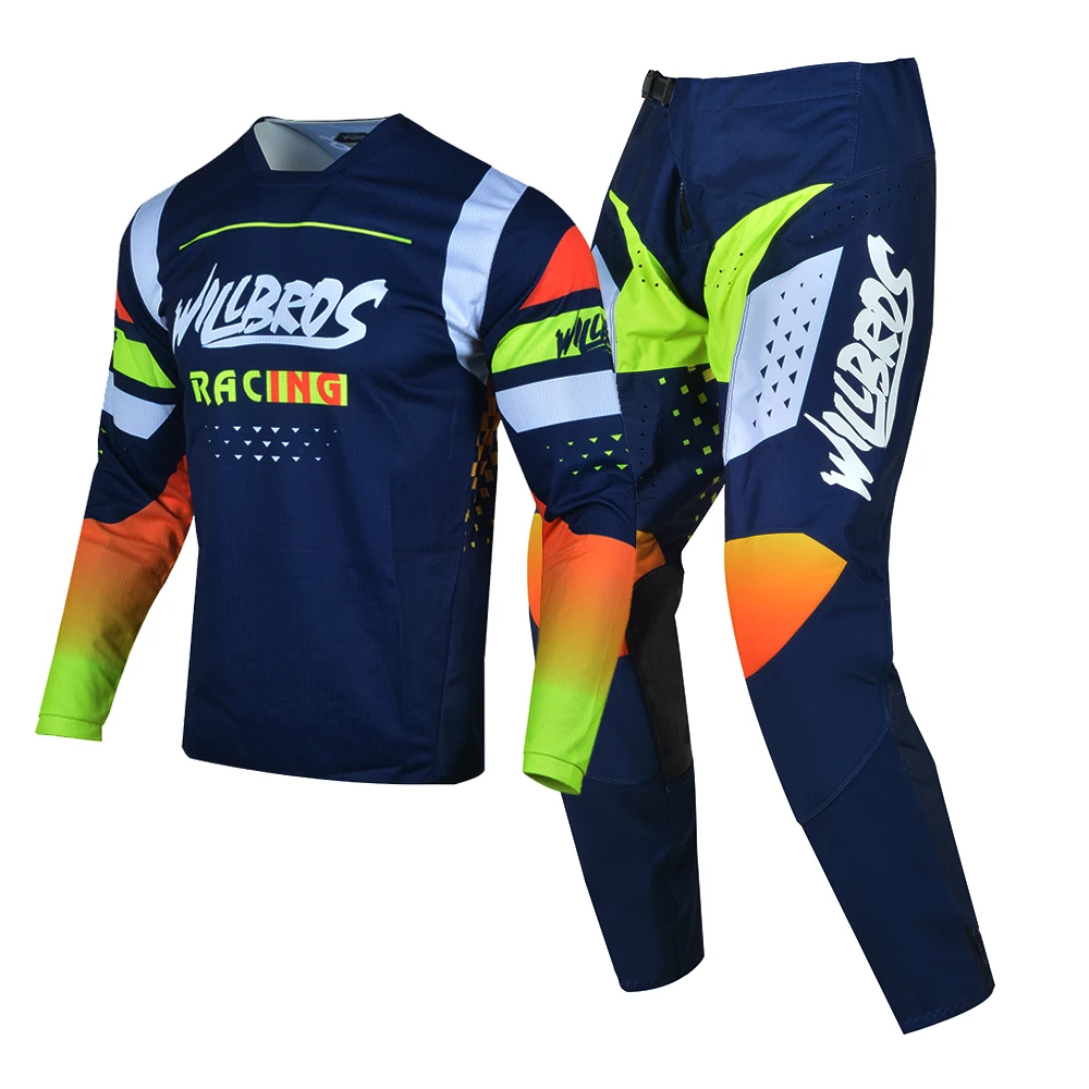 Willbros MX Downhill Jersey Pants Combo Motocross Motorcycle Dirt Bike Outfit Gear Set Off Road BMX MTB DH Enduro Suit