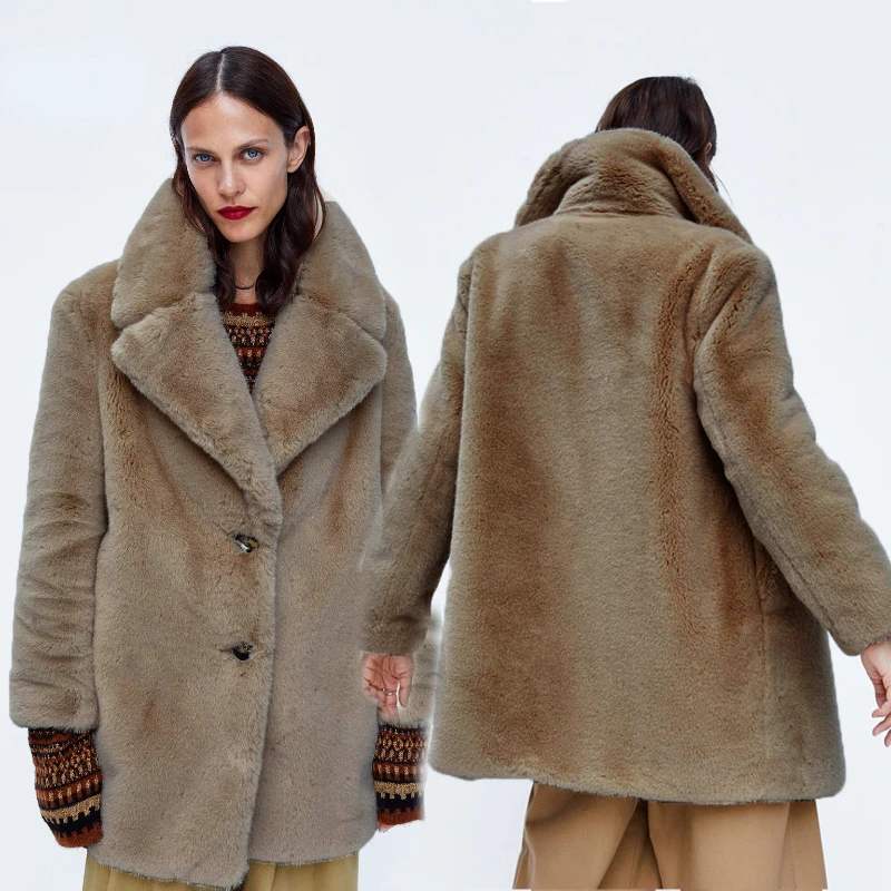 Imitation Fur Coat Women's Long New Rex Rabbit Fur Loose Fashion Joker Fur Plush Coat