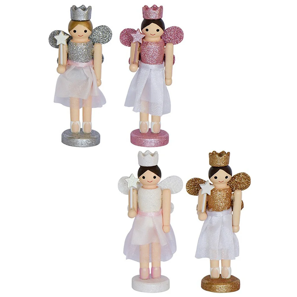 

Nutcrackers Nutcracker Wood Angel Puppet Christmasaccents Décor Home Girlcraftwooden Desktop Figurinedecorations Glitter Crafts