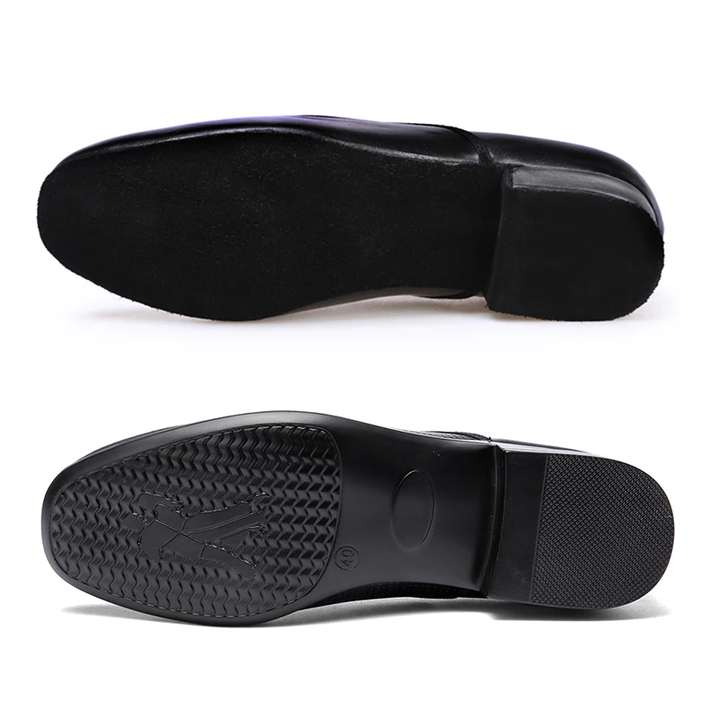 HROYL Genuine Leather Ballroom Dance Shoes for Men Latin Jazz Dancing Shoes Man Bigger Size Dance Sneakers Waltz Salsa Shoes