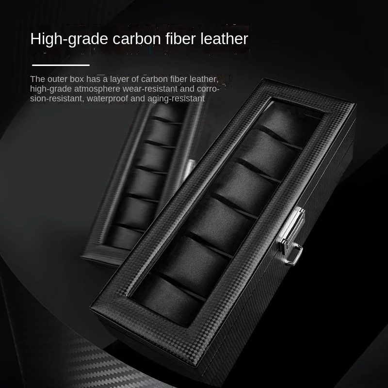 Carbon Fiber Watch Box Leather Jewelry Storage Boxes  Ring Bracelet Black Watch Box Case Organizer Display Pillows Gift Ideas
