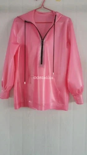 Fetishism 100% куртка из латекса и резины Gummi пальто с капюшоном модная розовая форма