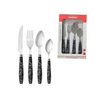 white marble black 24 pieces stainless knife