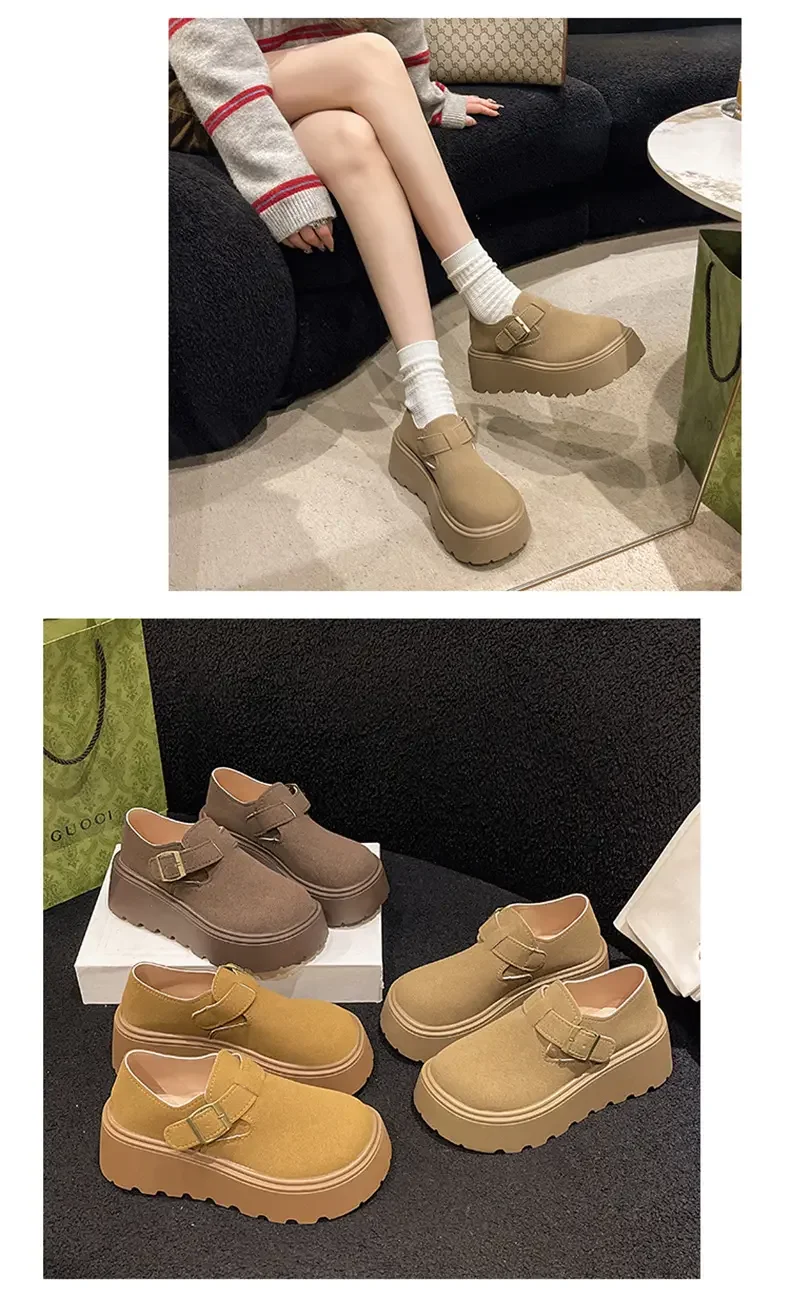Фото Женские туфли Mushang W03-1, весенние носки Birkenstocks на толстой подошве, увеличивающие маленький размер №5