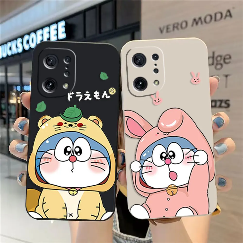 

Case For OPPO FIND X6 X3 REALME X7 X50 RENO 2 4Z 4 6 Lite 5Z 5F 4G 5G PRO Liquid Silicone Case Anime D-Doraemon Cat
