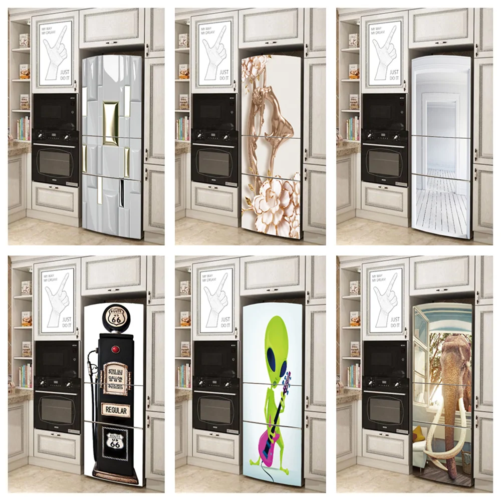 

Route 66 Gas Station Vinyl Wallpaper Kitchen Fridge Decorative Full Film Peel And Stick Wall Refrigerator Sticker Door Covering