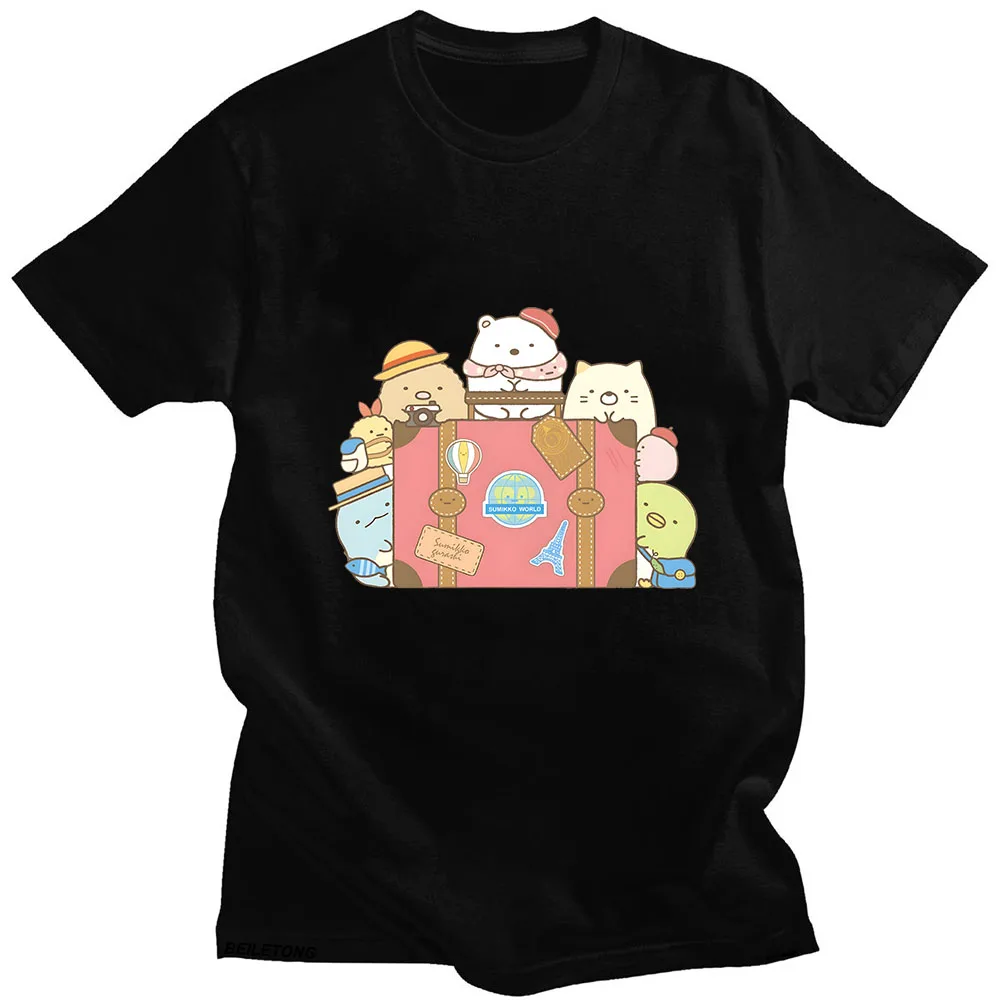 

Sumikko Gurashi World Travel Group Photo T Shirts WOMEN Cartoon Kawaii/Cute T-shirts 100% Cotton Tshirts Lovely Animal Aesthetic