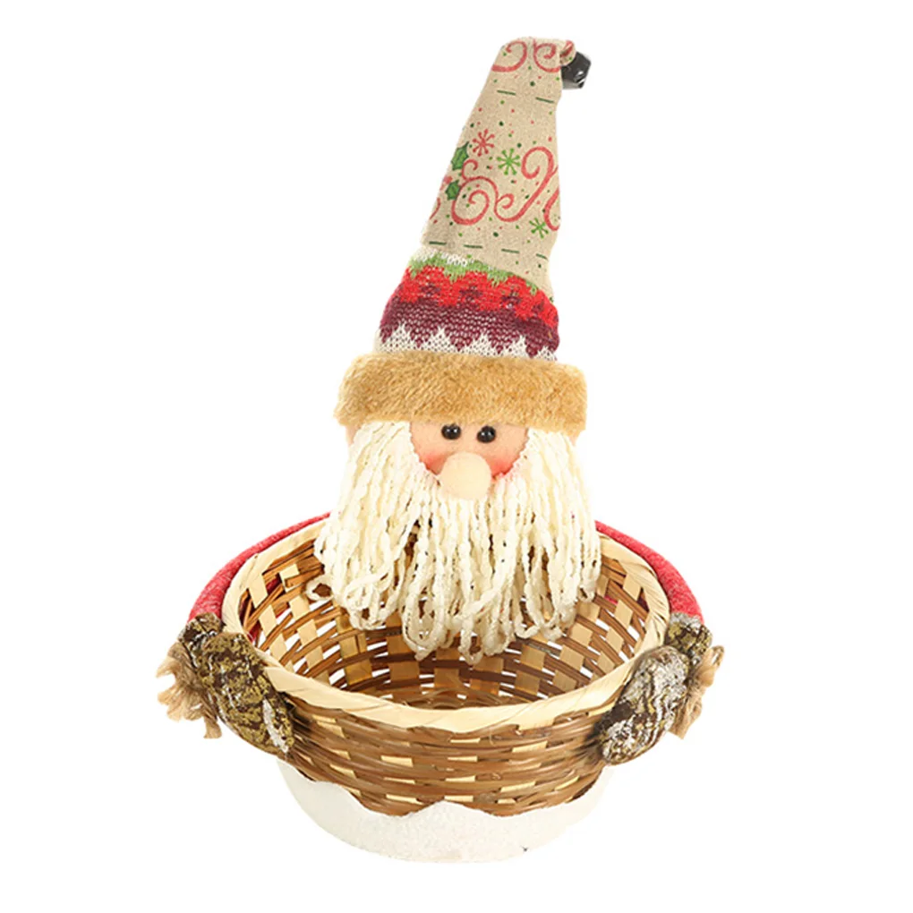 

Christmas Candy Storage Basket Cookies Food Holder Santa Claus Snowman Animal Xmas Fruit Candy Container Xtmas New Year Decor
