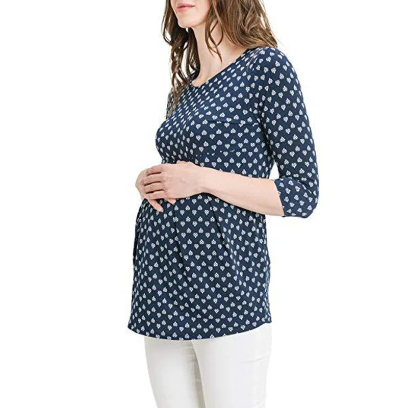 Элегантный топ для беременных женщин плиссированный Повседневный Топ средней