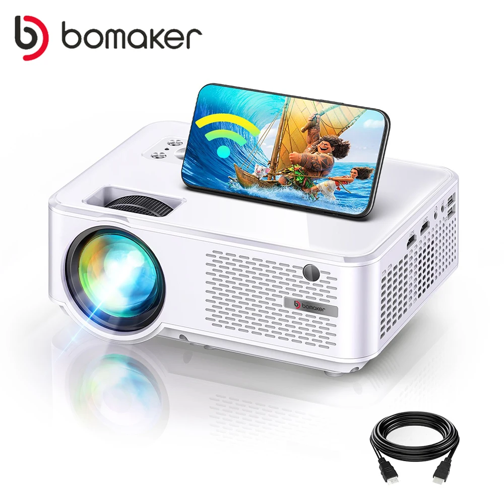 

Проектор BOMAKER с Wi-Fi, беспроводной проектор 800P, домашний кинотеатр, умный видеопроектор с поддержкой Full HD 1080P, игровой проектор